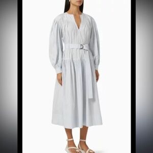 Ulla Johnson Light Gray Belted Long Sleeve Dress